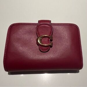 Coach Tabby Cherry Leather Wallet with Gold Clasp